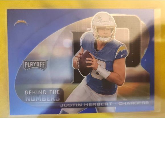 2021 Panini Playoff Behind The Numbers Justin Herbert #BTN-JHE Blue - Picture 1 of 2